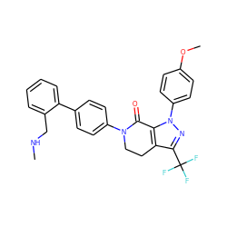 CNCc1ccccc1-c1ccc(N2CCc3c(C(F)(F)F)nn(-c4ccc(OC)cc4)c3C2=O)cc1 ZINC000034251736