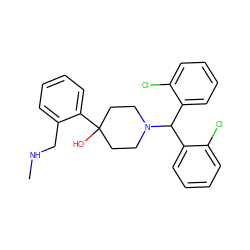 CNCc1ccccc1C1(O)CCN(C(c2ccccc2Cl)c2ccccc2Cl)CC1 ZINC000096318642