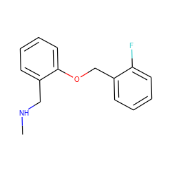 CNCc1ccccc1OCc1ccccc1F ZINC000004657474