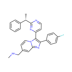 CNCc1ccn2c(-c3ccnc([C@@H](C)c4ccccc4)n3)c(-c3ccc(F)cc3)nc2c1 ZINC000036161086