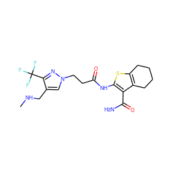 CNCc1cn(CCC(=O)Nc2sc3c(c2C(N)=O)CCCC3)nc1C(F)(F)F ZINC000064548612