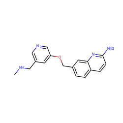 CNCc1cncc(OCc2ccc3ccc(N)nc3c2)c1 ZINC000653751502