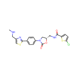 CNCc1csc(-c2ccc(N3C[C@H](CNC(=O)c4ccc(Cl)s4)OC3=O)cc2)n1 ZINC000299860004