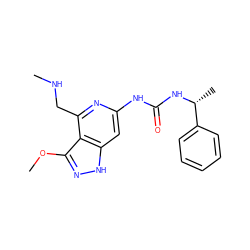 CNCc1nc(NC(=O)N[C@H](C)c2ccccc2)cc2[nH]nc(OC)c12 ZINC001772610932