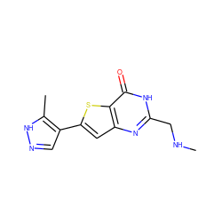 CNCc1nc2cc(-c3cn[nH]c3C)sc2c(=O)[nH]1 ZINC000143146590