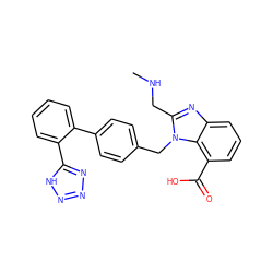 CNCc1nc2cccc(C(=O)O)c2n1Cc1ccc(-c2ccccc2-c2nnn[nH]2)cc1 ZINC000013832279