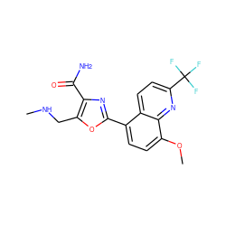 CNCc1oc(-c2ccc(OC)c3nc(C(F)(F)F)ccc23)nc1C(N)=O ZINC000028950205