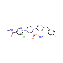 CNOC(=O)[C@@H]1CN(c2ncc(C(=O)NC)cc2Cl)CCN1C1CCN(Cc2ccc(Cl)cc2)CC1 ZINC000066073769