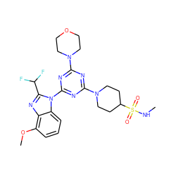 CNS(=O)(=O)C1CCN(c2nc(N3CCOCC3)nc(-n3c(C(F)F)nc4c(OC)cccc43)n2)CC1 ZINC000113914730