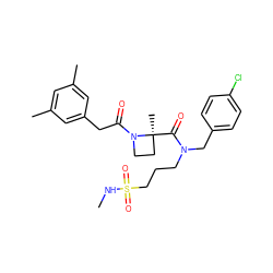 CNS(=O)(=O)CCCN(Cc1ccc(Cl)cc1)C(=O)[C@@]1(C)CCN1C(=O)Cc1cc(C)cc(C)c1 ZINC000149205042