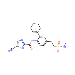 CNS(=O)(=O)CCc1ccc(NC(=O)c2ncc(C#N)[nH]2)c(C2=CCCCC2)c1 ZINC000169701081