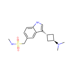 CNS(=O)(=O)Cc1ccc2[nH]cc([C@H]3C[C@H](N(C)C)C3)c2c1 ZINC000299845859