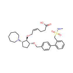 CNS(=O)(=O)Cc1ccccc1-c1ccc(CO[C@@H]2CC[C@H](N3CCCCCC3)[C@H]2OC/C=C\CCC(=O)O)cc1 ZINC000027751985