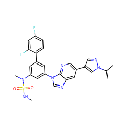 CNS(=O)(=O)N(C)c1cc(-c2ccc(F)cc2F)cc(-n2cnc3cc(-c4cnn(C(C)C)c4)cnc32)c1 ZINC001772643903