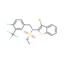 CNS(=O)(=O)N(Cc1ccc(F)c(C(F)(F)F)c1)c1sc2ccccc2c1Br ZINC000115236933