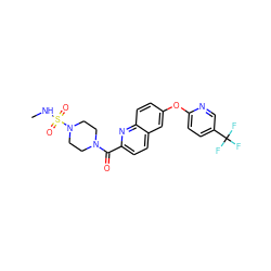 CNS(=O)(=O)N1CCN(C(=O)c2ccc3cc(Oc4ccc(C(F)(F)F)cn4)ccc3n2)CC1 ZINC001772610428