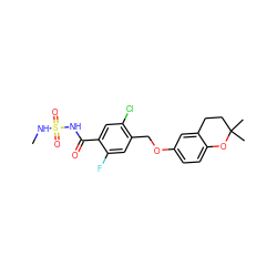 CNS(=O)(=O)NC(=O)c1cc(Cl)c(COc2ccc3c(c2)CCC(C)(C)O3)cc1F ZINC000261136285