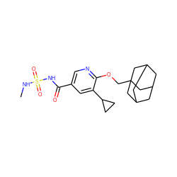 CNS(=O)(=O)NC(=O)c1cnc(OCC23CC4CC(CC(C4)C2)C3)c(C2CC2)c1 ZINC000216248090