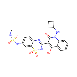 CNS(=O)(=O)Nc1ccc2c(c1)S(=O)(=O)NC(c1c(O)c3ccccc3n(NC3CCC3)c1=O)=N2 ZINC000101050991