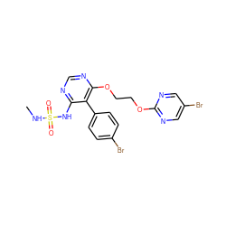 CNS(=O)(=O)Nc1ncnc(OCCOc2ncc(Br)cn2)c1-c1ccc(Br)cc1 ZINC000095555362