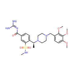 CNS(=O)(=O)c1cc(C(=O)N=C(N)N)ccc1[C@H](C)N1CCN(Cc2ccc(OC)c(OC)c2OC)CC1 ZINC000071281954