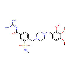 CNS(=O)(=O)c1cc(C(=O)N=C(N)N)ccc1CN1CCN(Cc2ccc(OC)c(OC)c2OC)CC1 ZINC000071296164