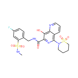 CNS(=O)(=O)c1cc(F)ccc1CNC(=O)c1nc(N2CCCCS2(=O)=O)c2cccnc2c1O ZINC000028895809