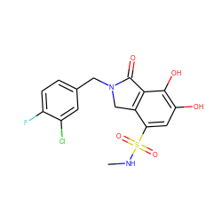 CNS(=O)(=O)c1cc(O)c(O)c2c1CN(Cc1ccc(F)c(Cl)c1)C2=O ZINC000095563736