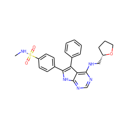 CNS(=O)(=O)c1ccc(-c2[nH]c3ncnc(NC[C@@H]4CCCO4)c3c2-c2ccccc2)cc1 ZINC000035862597