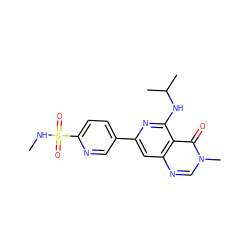 CNS(=O)(=O)c1ccc(-c2cc3ncn(C)c(=O)c3c(NC(C)C)n2)cn1 ZINC000115624329