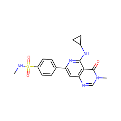 CNS(=O)(=O)c1ccc(-c2cc3ncn(C)c(=O)c3c(NC3CC3)n2)cc1 ZINC000115624793