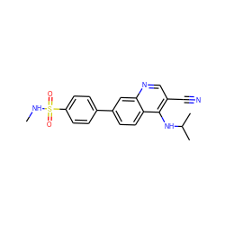 CNS(=O)(=O)c1ccc(-c2ccc3c(NC(C)C)c(C#N)cnc3c2)cc1 ZINC000095603677