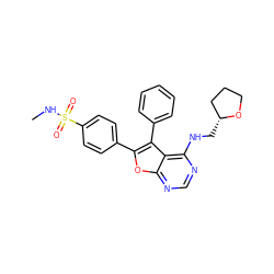 CNS(=O)(=O)c1ccc(-c2oc3ncnc(NC[C@@H]4CCCO4)c3c2-c2ccccc2)cc1 ZINC000084733908