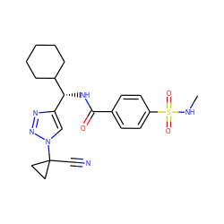 CNS(=O)(=O)c1ccc(C(=O)N[C@H](c2cn(C3(C#N)CC3)nn2)C2CCCCC2)cc1 ZINC000095560208