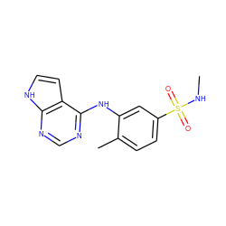 CNS(=O)(=O)c1ccc(C)c(Nc2ncnc3[nH]ccc23)c1 ZINC000204875155