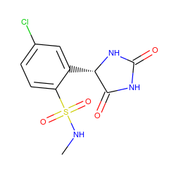 CNS(=O)(=O)c1ccc(Cl)cc1[C@@H]1NC(=O)NC1=O ZINC000028225991