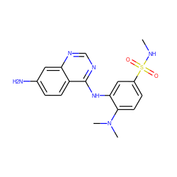 CNS(=O)(=O)c1ccc(N(C)C)c(Nc2ncnc3cc(N)ccc23)c1 ZINC000165840796