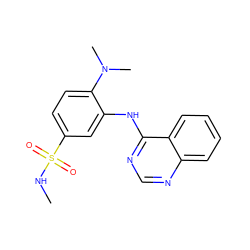 CNS(=O)(=O)c1ccc(N(C)C)c(Nc2ncnc3ccccc23)c1 ZINC000117164393