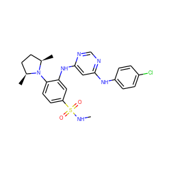 CNS(=O)(=O)c1ccc(N2[C@@H](C)CC[C@H]2C)c(Nc2cc(Nc3ccc(Cl)cc3)ncn2)c1 ZINC000205072959