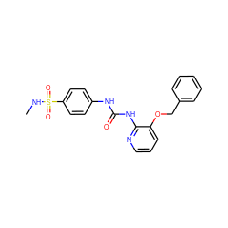 CNS(=O)(=O)c1ccc(NC(=O)Nc2ncccc2OCc2ccccc2)cc1 ZINC000013680237