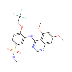 CNS(=O)(=O)c1ccc(OCC(F)(F)F)c(Nc2ncnc3cc(OC)cc(OC)c23)c1 ZINC000143497436