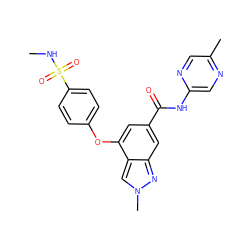 CNS(=O)(=O)c1ccc(Oc2cc(C(=O)Nc3cnc(C)cn3)cc3nn(C)cc23)cc1 ZINC000095558630