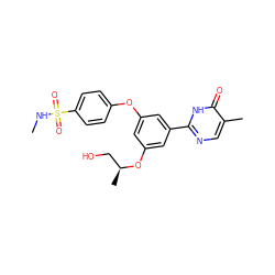 CNS(=O)(=O)c1ccc(Oc2cc(O[C@@H](C)CO)cc(-c3ncc(C)c(=O)[nH]3)c2)cc1 ZINC000096273786