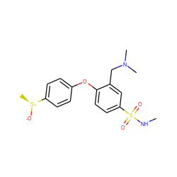 CNS(=O)(=O)c1ccc(Oc2ccc([S@+](C)[O-])cc2)c(CN(C)C)c1 ZINC000040846069