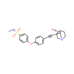 CNS(=O)(=O)c1ccc(Oc2ccc(C#C[C@]3(O)CN4CCC3CC4)cc2)cc1 ZINC000073224270