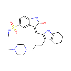 CNS(=O)(=O)c1ccc2c(c1)/C(=C/c1[nH]c3c(c1CCCN1CCN(C)CC1)CCCC3)C(=O)N2 ZINC000022932321