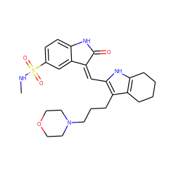 CNS(=O)(=O)c1ccc2c(c1)/C(=C/c1[nH]c3c(c1CCCN1CCOCC1)CCCC3)C(=O)N2 ZINC000013588485