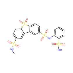 CNS(=O)(=O)c1ccc2c(c1)-c1cc(S(=O)(=O)Nc3ccccc3S(N)(=O)=O)ccc1S2(=O)=O ZINC000147932367