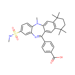 CNS(=O)(=O)c1ccc2c(c1)N=C(c1ccc(C(=O)O)cc1)c1cc3c(cc1N2C)C(C)(C)CCC3(C)C ZINC000028708840