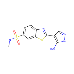 CNS(=O)(=O)c1ccc2nc(-c3cn[nH]c3N)sc2c1 ZINC000114400656